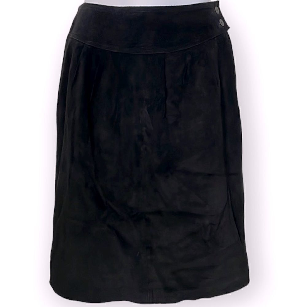 Lord‎ & Taylor Leather Suede Pencil Skirt Black Vintage With Box Size 8P